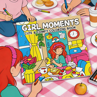 24 Page Fun Coloring Brochure, A Warm Moment for Girls, A Choice for DIY Family Fun for Students, Hand Drawn Art Drawing Book