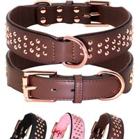 Studded Leather Dog Collar Durable Big Dog Pet Collars German Shepherd Large Collars Adjustable for Medium Large Dog Pitbull