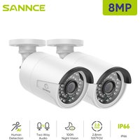 SANNCE 2Pcs 4K 8MP PoE IP Security Camera for PoE NVR, Outdoor Weatherproof Cameras with Smart IR LEDs, Night Vision