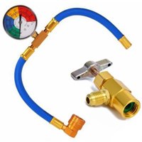 R134a Refrigerant Gas Refill Hose Kit Freon Recharge Gauge Tool 1/2’’ Acme Can Opener Tap Automotive Air Conditioning Refill