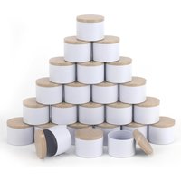 White Candle tins with Metal Wood-Grain Printing Lids. Candle Jars,Bulk Candle tins for Making Candles,Candle Making Jars