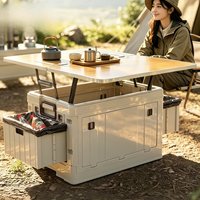 Large Capacity Camping Storage Box Table One Body Outdoor Picnic Car Trunk Organizer Stackable Portable Travel Gear ABS Material