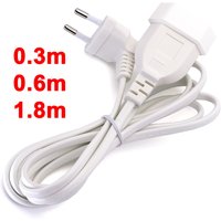 1pc EU Power Extension Cord Angled European Round 2Pin Male to Female Plug Power Cable EU Power Socket Port Saver Extender White
