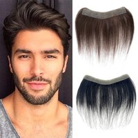 100% Human Hair 6inches Men 4# Natural Color PU V Loop Front Toupee Hairline Wigs Remy Hair Replacement Straight Hairpiece
