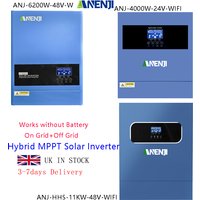 ANENJI 11KW 48V Hybrid Solar Inverter 230V 6.2KW 4.2KW On Grid+Off Grid MPPT Pure Sine Inverter 160A 120A Solar Charger PV 500V