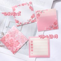 50sheets Cute Sakura Transparent Sticky Notes Waterproof PET Memo Pad for Journal Planner School Office