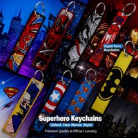 Movie Hero Embroidery Key Fobs Cool Key Tags Keychains for Women Men Car Keyring Cosplay Accessories Backpack Chaveiro Toys Gift
