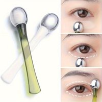 2pcs Hypoallergenic Metal Eye Massage Roller - Battery-Free Puffiness Relief & Light Beige Tightening Tool