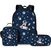 Space Planet Series Three Piece Set Backpacks for Boy and Girls Best Gifts 2D Flat Cartoon School Backpack for Children