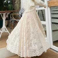 2024 New Spring Summer Women Long Skirt Fairy Palace Style Custom Lace Oversize Pendulum Mid-length Female Skirts