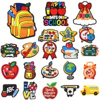 Back to school Cartoon PVC Shoe Charms Accessories Clogs Bogg Bag Bubble Slides Sandals Shoe Decoration Buckles Boys Girls Gifts