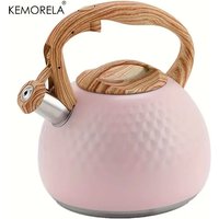 KEMORELA 3L Stainless Steel Heat-Resistant Hammer Pattern Whistle Sound Kettle Wooden handle Boiling Kitchenware Gas Induction
