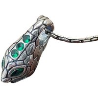 BOCAI S925 Sterling Silver Charms Pendants for Women Men Retro Viper Snake Head Inlaid Green Zircon Fashion Jewelry Wholesale