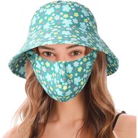 Summer Women Sun Hat UV Protection Wide Brim Floral Print Fisherman Hat for Outdoor Beach Riding Gardening Face Shading