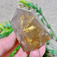 Gold Hair Rutile Tower Point Wand Natural Crystal Smokey Gemstones Quality Healing Reiki Energy Minerals Beauty Home Decoration