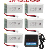 3.7V 1200mah 903052 Lipo Battery Charger Set With Change For KY601S Syma X5c X5 X5SC X5SW M18 H5P RC Drone Quadcopter Part