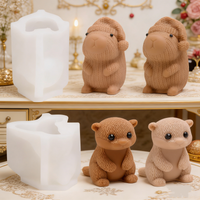 3D Cute Crochet Capybara & Otter Silicone Candle Molds Charming Knit Texture Animal Making Resin Mold Lover Gifts Aesthetic Deco