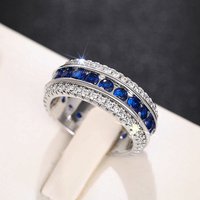 Eternity Lab Sapphire 14K White Gold Engagement Wedding Band Rings for Women Men Jewelry Gift