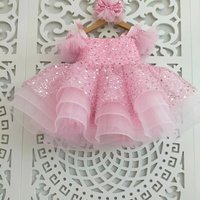 Custom Off Shoulder Sequin Tulle Flower Girl Dress For Luxury Wedding Birthday Party Pageant Runway Formal Gown For Kids