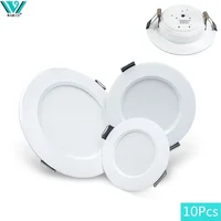 Lot de 10 spots LED encastrables AC 220V, lampe de plafond 3W 5W 7W 9W 12W 15W, panneau lumineux rond, éclairage intérieur