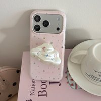 Fashion Sweet Colorful Gilding Star Pattern Pink Cover Case For iPhone 17 16 15 14 Pro Max with Colored Rhinestone Clouds Holder