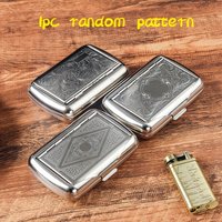 1Pc Random Pattern Metal Tobacco Case Portable Moisture Proof Pressure Resistant Cigarette Tin Box With Spring Paper Clip Smokin