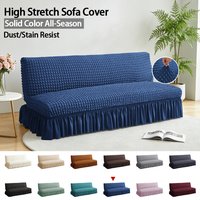 2/3/4Seater Sofa Bed Cover for Living Room All-Inclusive Folding Armless Couch Cover with Skirt Anti-dust Chair Cover Protector