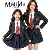 Movie Matilda Cosplay Costume Girls School Uniform Jacket Skirt Outfit Roald Dahls Matilda the Musical Costume Suit Adult Kids