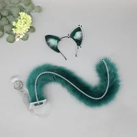 New Green Wolf Ear Headwear Furry Cat Ear Cat Tail Props Cute Fox Ears Headband Handmade Anime COSPLAY Lolita KC LOL Accessories