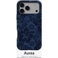 Aurea case Matte Bumper For Magsafe Case For iPhone 17 16 15 14 Plus 13 Pro Max Shockproof Hard Deep Blue Tropical Floral Cover