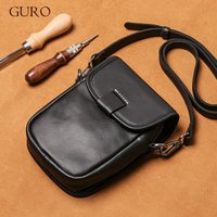 GURO Natural Cowhide Shoulder Sling Bag Men's Luxury Design Crossbody Higher Quality Man Genuine Leather Small Mobile Phone Bags