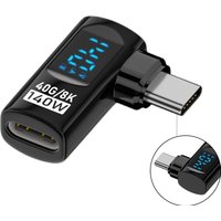 90 Degree Right Angle USB C Adapter with Digital Display 140W USB-C 8 PIN 40Gbps 8K PD Connector for iPhone MacBook Voltage