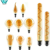 2/4pcs Retro LED Edison Bulb E14 E27 220V Spiral Soft Filament Warm Yellow Led Light Bulb Indoor Decor Tube Globe Vintage Lamp