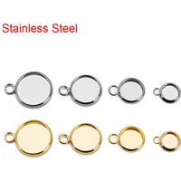 20pcs 6mm 8mm 10mm 12mm Cabochon Cameo Settings Stainless Steel Necklace Bracelets Pendants Base Tray For Diy Jewelry Making