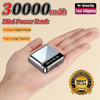 30000mAh Mini Power Bank Fast Charging Battery Portable Charger Mirror Screen LED Digital Powerbank for iPhone Samsung Xiaomi