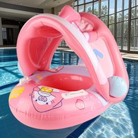 1 x blauer und rosa verdickter aufblasbarer Sitzring mit Unterarmschwimmer-Design, unverzichtbar für Sommer-Pool- und Strandpartys für Kinder