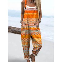 Women's Color-Block & Striped Overalls Adjustable Strap Jumpsuit for Beach & Summer Vacations Lightweight Casual Striped Bottoms