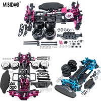 MIBIDAO Chassis Frame with Wheels Kit For 1/10 Tamiya TT01 TT02 Sakura D5 Upgrade Accessories