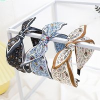 Women Paisley Print Bow Headband Retro Floral Wide Fabric Hairband Elegant Fashion Hair Accessories