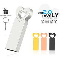 Mini Metal USB Flash Drive 128GB Memory Stick 64GB Photography Studio Pen Drive 32GB Creative Gift Gifts Key Chain Love Heart