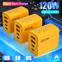 120W C PD Quick Charge 4 Ports Charger 3.0 Type C USB Phone Chargers Fast Charging Adapter For iPhone Samsung Xiaomi Huawei
