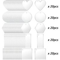 100Pcs DIY Painting Acrylic Sheet Blank Creative Pendant Decor Bookmark Board 5 Styles Available for Arts And Crafts