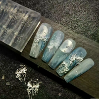 3D Lycoris Radiata Flower Silicone Nails Art Mold Transparent Manicure Carving Mold DIY Red Lily Floral Patterns Moulds