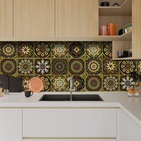 10Pcs Mandala Flower Wall Stickers – Waterproof & Oil-Proof Tile Stickers for Kitchen and Living Room Wall Decoration