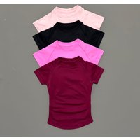 Sport Short Sleeve Top Women Running Sports T Shirt Summer Short Sleeve Round Neck Breathable Gym Vest Yoga Fitness Top