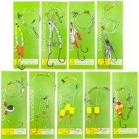 ShareShark 3pcs/bag Pre-Tied Ready-Made Leaders with Circle Hooks, Floats, Swivels and Beads Bottom Surf Fishing Tackle Kit
