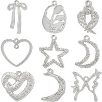 10pcs/lot High Polished Heart Snake Wing Diy Charms Butterfly Star Moon Zinc Alloy Pendant For Women Necklace Jewelry Making
