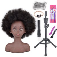 Afro Mannequin Heads for Braiding Maniquí Hair Dolls Real Human Training Hairdresser Model Natural Women's Hairdressing Kit Wigs