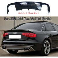 For Audi A4 S-Line S4 B8.5 8K Facelift Sedan / Avant 2012 - 2015 Gloss Black (Not Grey) Car Rear Bumper Valance Diffuser Bodykit