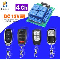 Universal RF433MHz Wireless Remote Control DC12V 4CH Relay Receiver Module Switch 4 Button Remote Control Gate Garage door lock